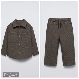 Zara Kids Toddler Boys Flannel Plaid Shirt & Flannel Plaid Pants Set 3T